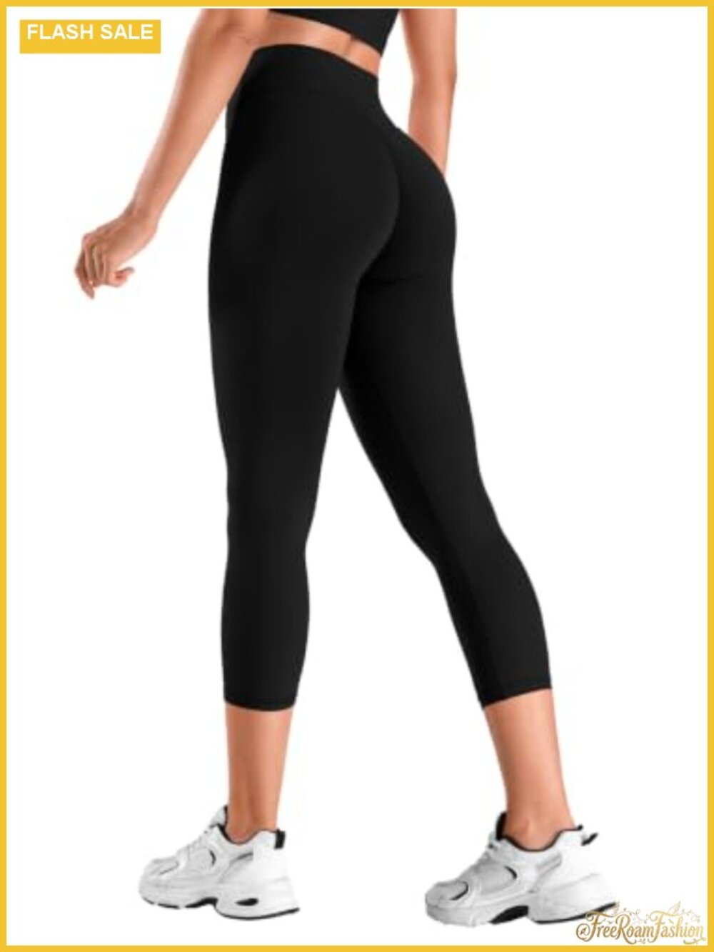 Capri Leggings Women 21" High Rise No Front Seam Yoga Pants Nylon Spandex